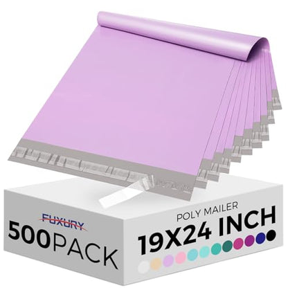 Fuxury Large Poly Mailers 19x24" 500 Pcs,Shipping Bags for Clothes - color: Light Purple, size: 19x24" 500pcs
