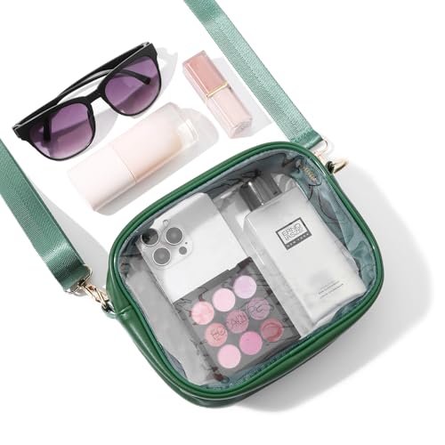 TOBVZOO Clear Bag Stadium Approved, Crossbody Transparent Bag for Concerts Sports Events, Purses for Men & Women - color: Dark Green