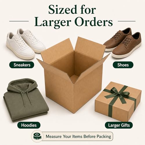 12x8x8 Brown Kraft Shipping Boxes for Small Business, 20 Pack - size: 12x8x8 Inch