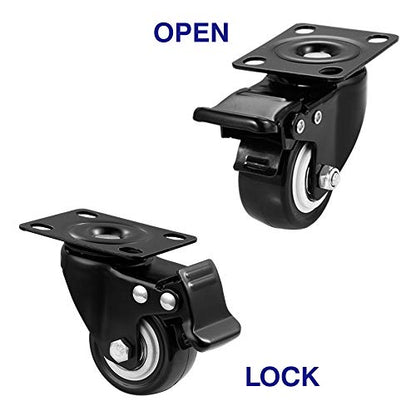 2" Caster Wheels, Heavy Duty Casters with Brake Set of 8 - color: Black, size: 2" 8pack black