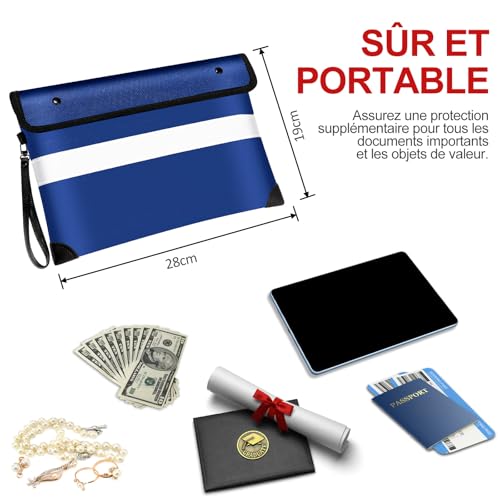 Vailoin 6200°F Fireproof Money Bag, 8 Layers of Heat Insulated Materials - color: Blue, size: 11"x7.7"