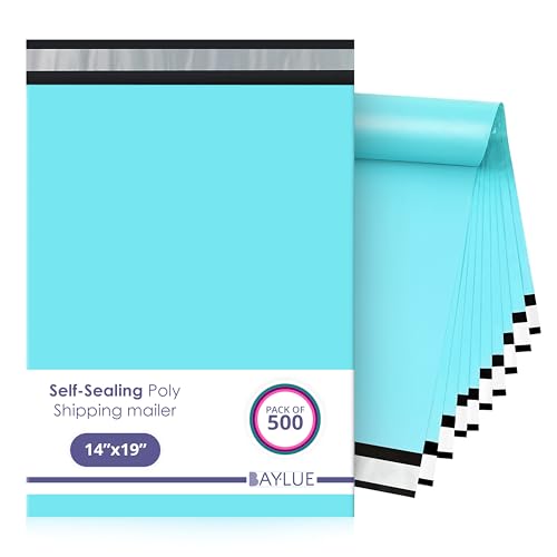 Teal Poly Mailers 14.5x19, Self Seal Shipping & Mailing Bags, 500 Pack Bulk - color: Teal, size: 14"x19" / 500 Pack
