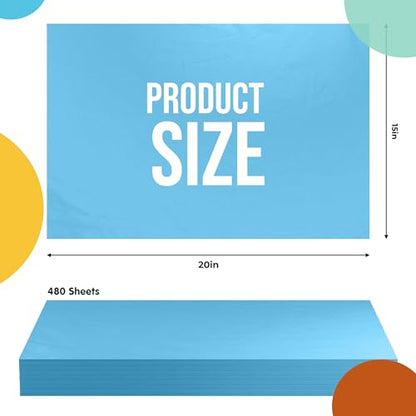 Party Solids Light Blue Tissue Paper for Gift Bags 15" X 20" 480 Sheets - color: Light Blue, size: 15" X 20"