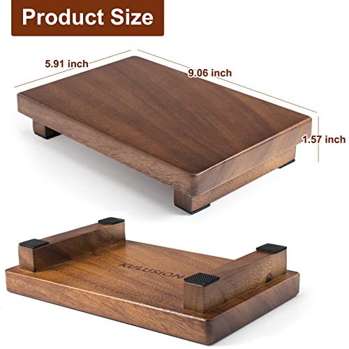 Walnut Wood Pedestal Stand, Wooden Soap Tray Farmhouse Decor Wood Riser Display for Bottle Plant Makeup Tissues Candles Towels Jewelry (Medium, 9 x 5.9 x1.57Inch) - size: Medium & 9*5.9*1.57‘’