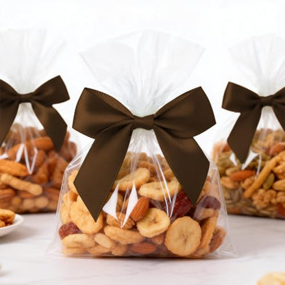 30 Pcs Brown Satin Ribbon Bows for Gift Wrapping and Crafts - color: Brown