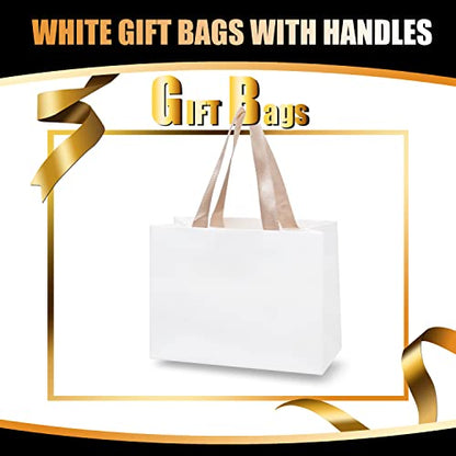 White Gift Bags with Handles, 20Pcs 8"x3.75"x6" Small - color: White, size: 8 x3.75 x6 Inch (Pack of 20)