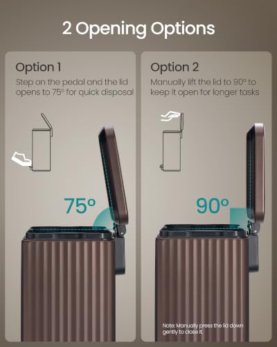 SONGMICS Trash Can, 8 Gallon (30 L), Stainless Steel, with Lid, Pedal - color: Brown, size: 8 Gallon