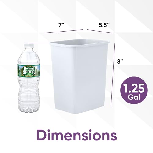 Superio 1.25 Gal Mini Plastic Trash Can, Small Waste Bin for Countertop, Desk, Vanity, Bathroom 5 Quart (2, White) - color: 2, White, size: 1.25 Gallon