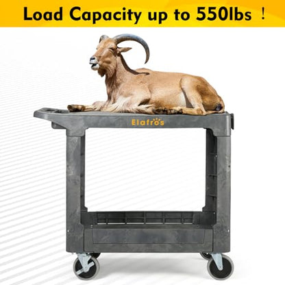 ELAFROS Heavy Duty Plastic Rolling Cart, Flat Shelves, 37 x 18.8 in, Gray - color: Gray, size: 4 swivel casters