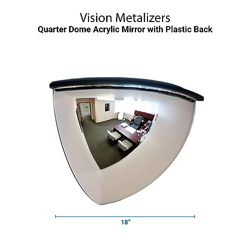 18" Acrylic Quarter Dome Mirror With Plastic Back, Round Indoor Security for Driveway Safety Spots, Outdoor Warehouse Side View, Circular Wall for Office Use (DPB1814) - size: 18"L x 18"W