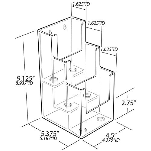 Azar Displays 252815 Three-Tier Six-Pocket Trifold Brochure Holder - size: 3 Tier 6 Pocket