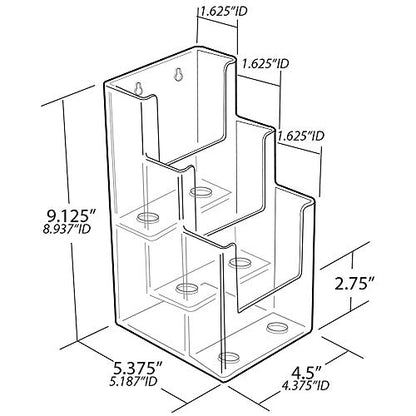 Azar Displays 252815 Three-Tier Six-Pocket Trifold Brochure Holder - size: 3 Tier 6 Pocket