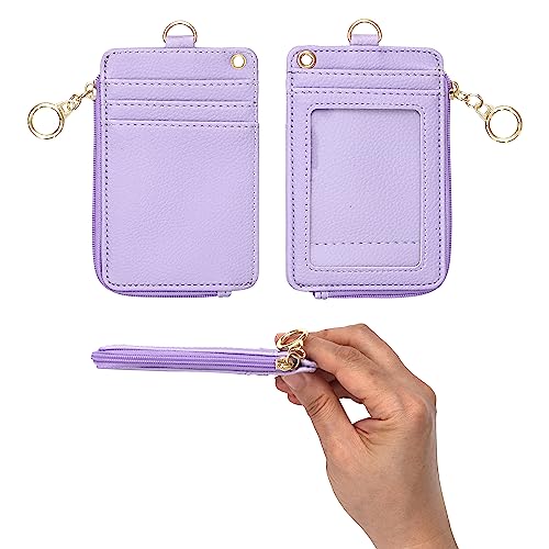 MONDO DESIGNS 2-in-1 ID Badge Holder Lanyard Wallet - Purple - color: Purple