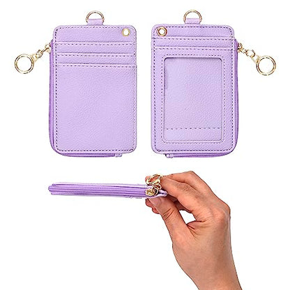 MONDO DESIGNS 2-in-1 ID Badge Holder Lanyard Wallet - Purple - color: Purple