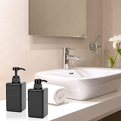 Suream Plastic Shampoo Bottles with Pump 15oz/450ml, Black Bathroom Shampoo and Conditioner Dispenser, Refillable Reusable Empty Pump Press Bottle for Shower, Massage Oil, Lotion, Liquid Soap, 3Pack - color: Black, size: 450ml/3pc