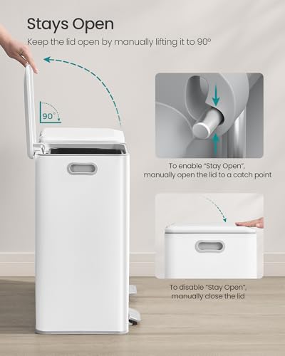 SONGMICS Trash Can, 2 x 8 Gallon, Soft-Close Lids, Stainless Steel - color: White, size: 2 x 8 Gal. (Old)