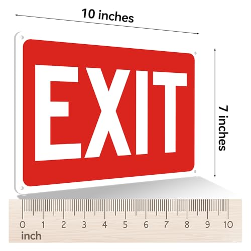 5 Pack Exit Signs, Exit Sign Stickers for Door and Wall Mount - High Visibility Safety Sign, Premium Self-Adhesive Vinyl Easy to Install (Red) - color: Exit Sign Red