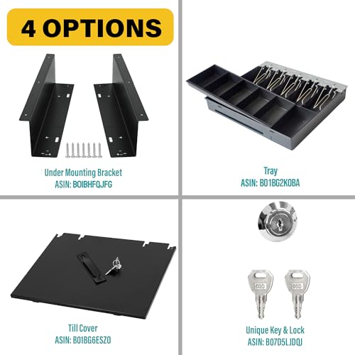HK SYSTEMS 16inch "Stainless Steel" Front Heavy Duty POS "USB" Interface Cash Drawer with 5Bill/5Coin (BLACK) "NO compatibility with Square POS system for now" - color: 16" POS-USB Black