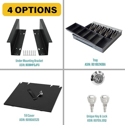HK SYSTEMS 16inch "Stainless Steel" Front Heavy Duty POS "USB" Interface Cash Drawer with 5Bill/5Coin (BLACK) "NO compatibility with Square POS system for now" - color: 16" POS-USB Black