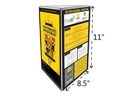 Large Sign Holder 3 Sided Triangle Shape Table Tent for 8.5" x 11" Menus Notice or Advertisements for Tables Counters or Desks Clear Acrylic Triple Signage Display by Marketing Holders - size: 8.5" x 11"