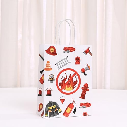 piqiya Fire Truck Party Favor Bags,24pcs Firetruck Gift Treat Goodie Bag for Fire Safety Awareness Events,Firefighter Candy Treat Paper Bag, Gift Bags for Fireman Birthday Party Rescue - color: Firetruck