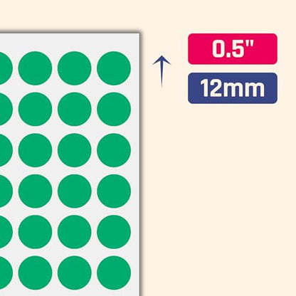 9000 Pieces, 1/2 inch - Green Dot Stickers, Small Round Circle Dots Labels - color: Green, size: 9000 Pieces