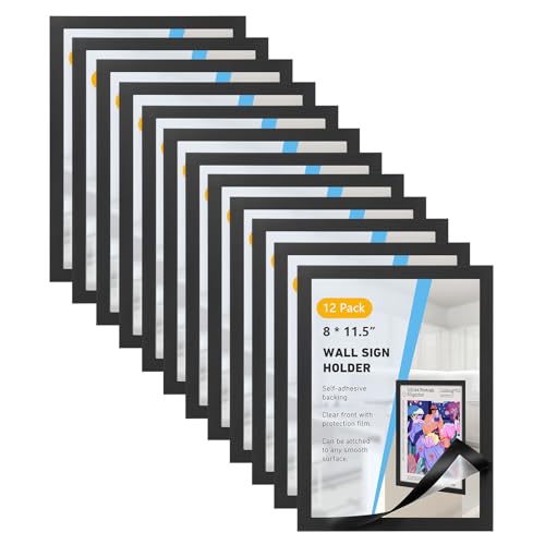 12 Pack Magnetic Sign Holder 8 x 11.5 inches with Magnetic Border - color: 12 Pack Black, size: 8 x 11.5