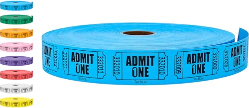 Tacticai 2000 Admit One Raffle Tickets, Single Roll, Blue - color: Blue