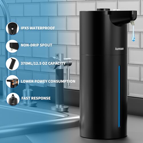 Automatic Soap Dispenser Touchless,15-Level,Kitchen Bathroom Black - color: Bright Black