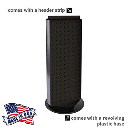 Azar Displays 700508-BLK-4B16 8-Inch W by 20-Inch H Revolving Black Pegboard Counter Display with 16-Pack of 4 inch Locking Hooks, Black - color: Black, style: Pegboard + Hooks
