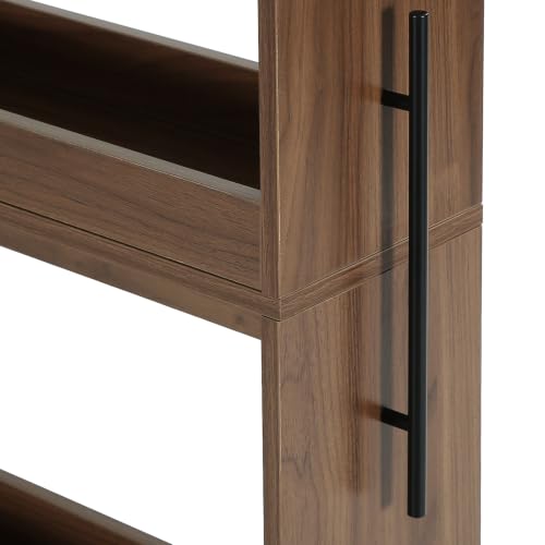 Pull Out Pantry Storage Cart Next to Fridge, Rolling Utility Cart on Wheels - color: Brown&black