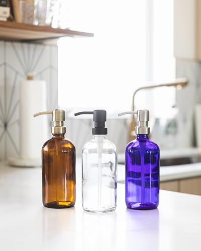 Amber Glass Bottle Soap and Lotion Dispenser with Copper Pump - Bird Head - 16 oz - by Jarmazing Products - color: Amber/Copper 16oz, size: Pack of 1