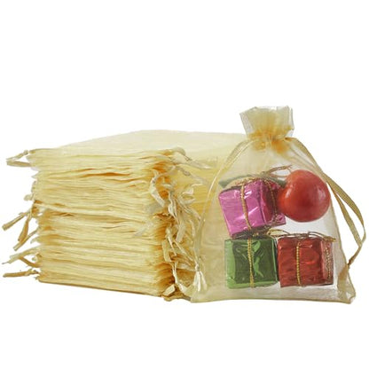 Meowoo 100PCS Organza Bags (3x4inch, Beige) - color: beige-3x4in-100p, size: 3x4in