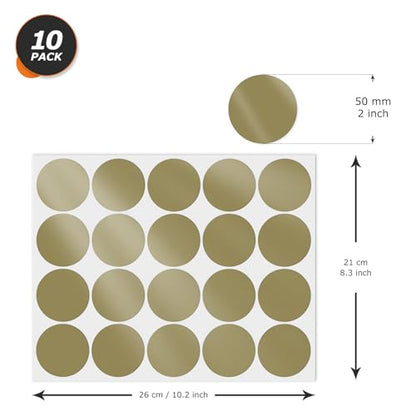 Gold Round Stickers 2 Inch Waterproof Vinyl Coding Labels 200 PCS - color: Gold