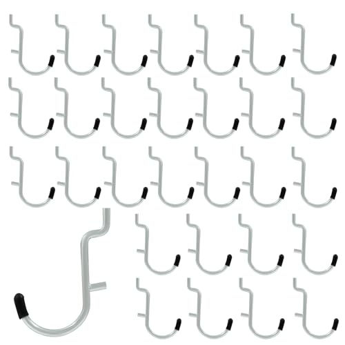 30Pcs Metal Pegboard J Hooks, 1/4", Black Head - color: Black, size: 30pcs