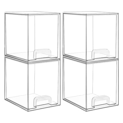 Vtopmart Clear Stackable Storage Drawers, 4 Pack Tall Plastic Organizers - style: High-4pack-Clear