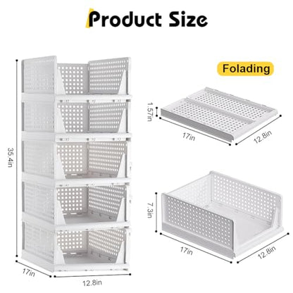 yazi 5 Pack Stackable Closet Storage Box - size: 5L