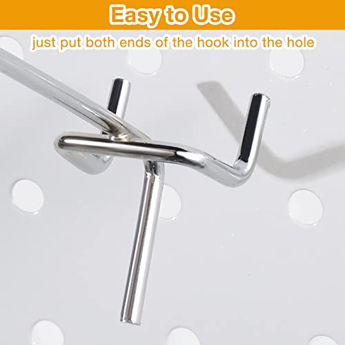 Funrous 100 Pack 2 Inch Stainless Steel Hooks for Pegboard, Silver - size: 2 Inch