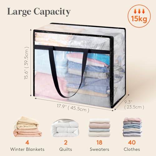 Lifewit 6 Pack Clear Storage Bags, 45L Clothes Organizer with Zipper