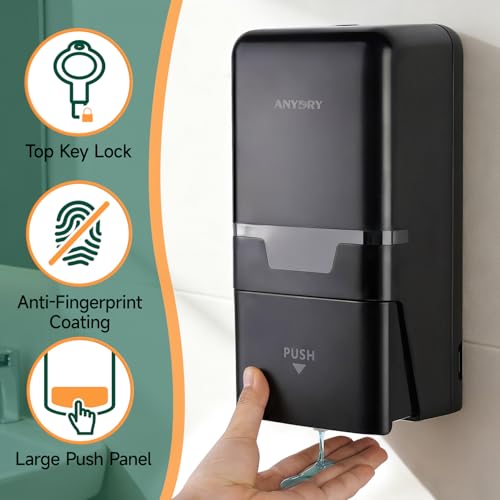anydry Manual Liquid Soap Dispenser Wall Mount 27oz Large Capacity Black - color: Black