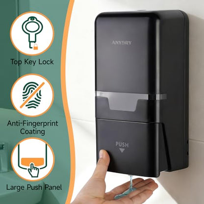 anydry Manual Liquid Soap Dispenser Wall Mount 27oz Large Capacity Black - color: Black
