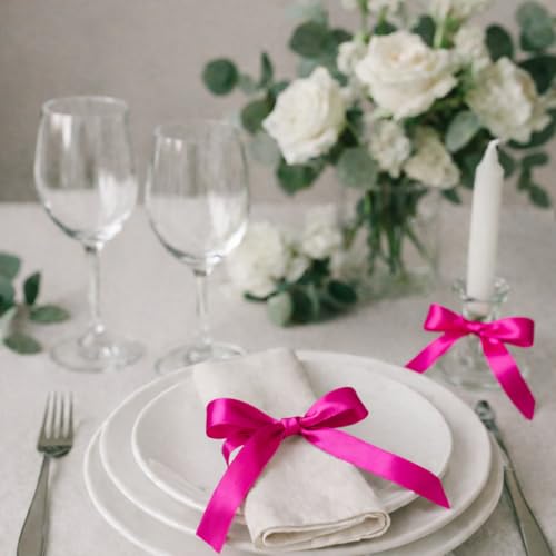 Hot Pink Satin Ribbon 1-1/2 Inch x 36 Yards for Bows Gift Wrap & DIY Crafts - color: Hot Pink