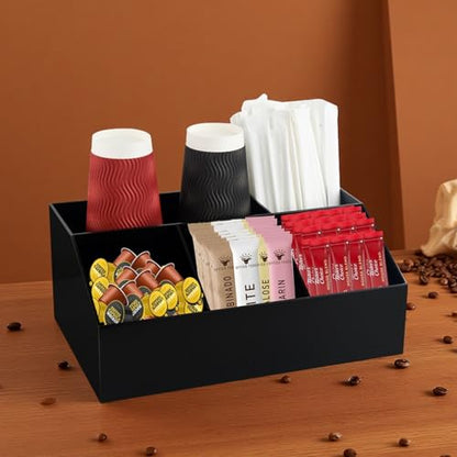 Coffee Tea Station Acrylic Organizer Sugar Tea Drink Packets Holder Black - color: Black