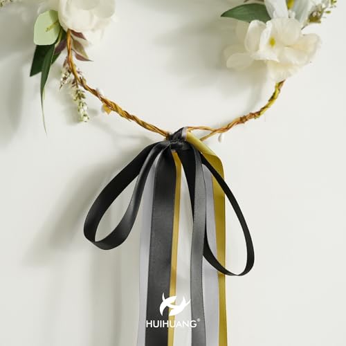 HUIHUANG 1/2 inch Black Double-Faced Satin Ribbon Continuous 50 Yards - color: Black, size: 1/2 inch