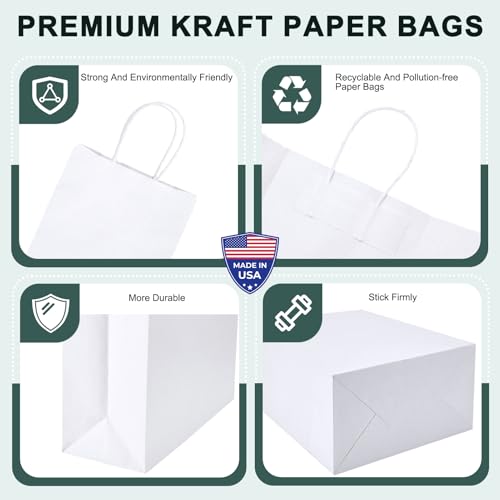 METRONIC White Paper Gift Bags 5.25 x 3.75 x 8 Inch 500 Pack - color: White, size: 1 Count (Pack of 500)