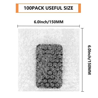 100Pcs Bubble Out Bags Pouches 6"x 6" Bubble Pouches Cushioning Packaging Bags, Double Walled Cushioning Bags Thickening Shockproof Foam Bags for Moving, Shipping, and Storage - size: 6"x6"-100PACK