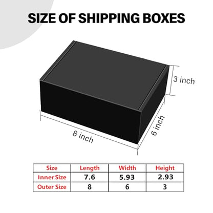 BoShahai 30 Pack 8x6x3 inch Black Shipping Boxes, Corrugated Cardboard - size: Black 8*6*3 Inch
