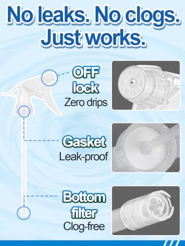 6Pcs 3 Modes Spray Bottle Nozzles Replacement Fit Standard 28/400 Neck - color: Clear