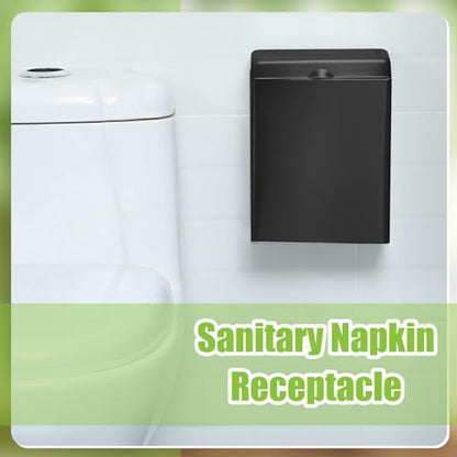 Tioncy 2 Pcs Sanitary Napkin Receptacle Wall Mounted,Black - color: black