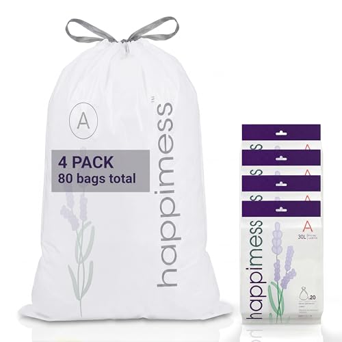 happimess 20-Count Lavender 8 Gal Drawstring Trash Bags, White, Pack of 4 - color: White (Lavender Scented), size: 80 Count (Pack of 1)